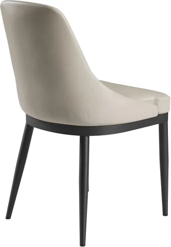 Miniatura 8 de Juego de 2 sillas de comedor sin brazos, sillas de piel sintética gris pardo con patas de metal en un acabado negro, asiento y respaldo tapizados