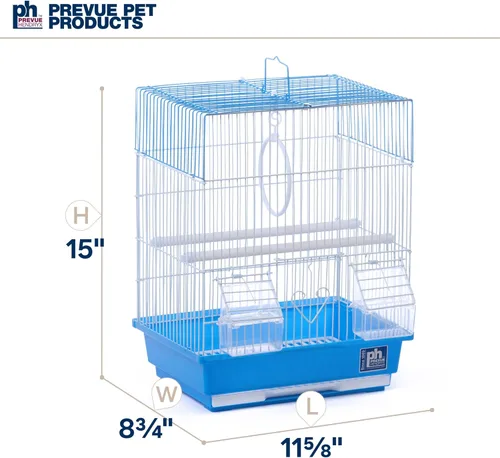 Miniatura 12 de Prevue Pet Products - Jaula cuadrada para pájaros con asa para periquitos - Transportador para el hogar o viajes, accesorios para pájaros pequeños