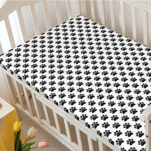 Miniatura 3 de Dog Paws - Sábanas bajeras ajustables para cuna pequeñas, portátiles suaves y elásticas, sábana bajera para cuna o sábana para cama de niño pequeño