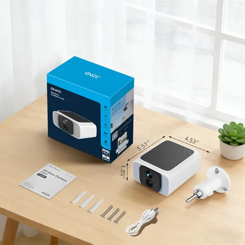 Miniatura 10 de GNCC Cámara de seguridad solar inalámbrica para exteriores, WiFi de 2.4 GHz y 5 GHz, visión nocturna a color de 4 MP, detección humana AI, audio