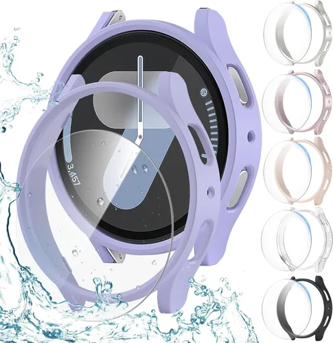 Miniatura 13 de JZK Juego de 6+6 fundas para Samsung Galaxy Watch 6 de 40 mm, protector de pantalla de PC duro impermeable + parachoques delgado de vidrio templado