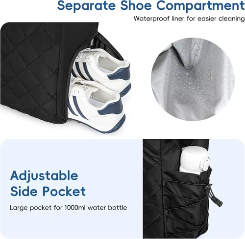 Miniatura 3 de KAVIGOR Bolsa de tenis con compartimento para zapatos - Bolsa extragrande acolchada para pickleball con capacidad para 2-4 raquetas, resistente al