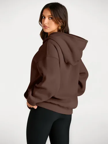 Miniatura 182 de Trendy Queen - Sudaderas extragrandes con capucha para mujer, suéteres de manga larga, sin botones, de vellón, de otoño, ropa de invierno
