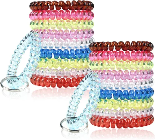 Miniatura 8 de BIHRTC Llavero elástico flexible de la pulsera de la primavera de la bobina espiral de la transparencia, al azar
