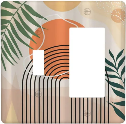 Miniatura 19 de Cubiertas Decorativas para Placas de Interruptor Abstracto Moderno de Mediados de Siglo Arco Boho Sol Dorado Hoja 1 Gang Placa de Pared Cubierta