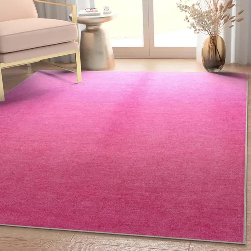 Miniatura 9 de Well Woven Apollo - Alfombra lavable de 3 pies 3 pulgadas x 5 pies, círculos modernos color rosa intenso, para sala de estar, dormitorio y oficina