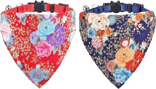 Miniatura 9 de Collares de gato KZHAREEN para Pascua, separables con bandana y campana, collar ajustable para gatito, perrito pequeño, niñas y niños Pascua-2