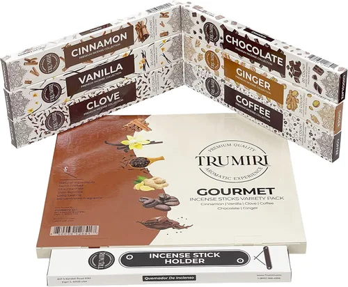 Miniatura 7 de Paquete variado de varitas de incienso gourmet - 120 varillas (6 fragancias x 20 varillas) - Canela, Vainilla, Café, Chocolate - Varillas