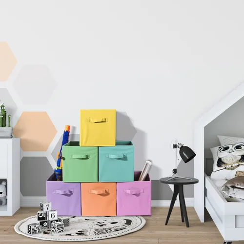 Miniatura 7 de Sorbus – Cubos de almacenamiento de tela de 11 pulgadas – Botes plegables resistentes con asa – 6 canastas plegables para organizar ropa, juguetes