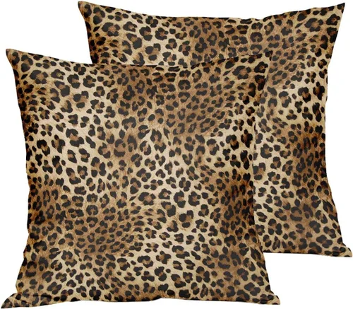 Miniatura 53 de Funda de almohada marrón con estampado de leopardo - 2 piezas Funda de almohada de guepardo de 16x16 pulgadas Fundas de almohada de algodón