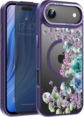 Miniatura 7 de Goodon Funda para iPhone 17 Pro con protector de pantalla de privacidad, compatible con Magsafe, a prueba de golpes, translúcida mate, bonita funda