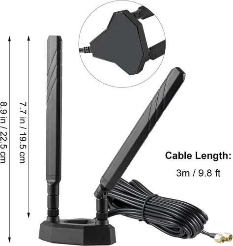 Miniatura 2 de Antena externa SMA de banda ancha 4G 5G de base magnética de 9dBi para Verizon AT&T T-Mobile, Internet 4G LTE 5G inalámbrico para casa, enrutadores