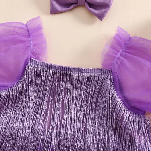 Miniatura 52 de Sasaerucure Traje de verano para bebé niña, sin mangas, mameluco de encaje tutú, mameluco de una pieza con volantes
