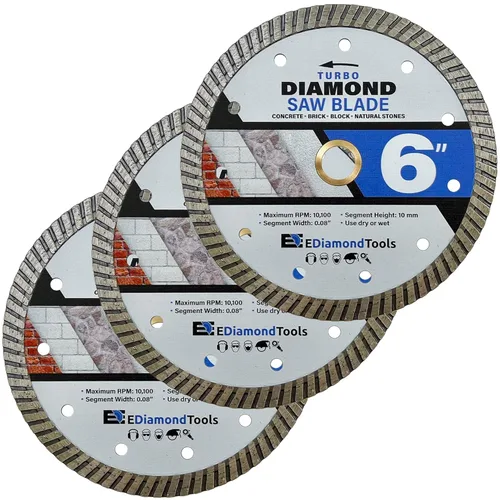 Miniatura 9 de Hoja de sierra de diamante turbo de 7 pulgadas para hormigón, ladrillo, bloque y mampostería, altura de segmento de 0.394 in, profundidad de corte
