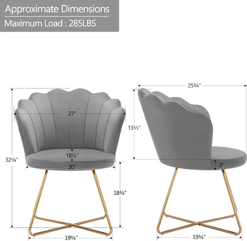 Miniatura 2 de DUHOME Silla decorativa de terciopelo para sala de estar, silla de esquina para dormitorio, sala de estar, silla de sala de estar en forma de concha