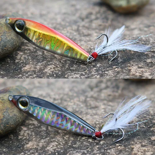 Miniatura 8 de Sougayilang Señuelos de pesca de plantillas, cucharas de metal para hundimiento, cebo micro jigging A-2.56in/1.16oz-5PCS con CAJA