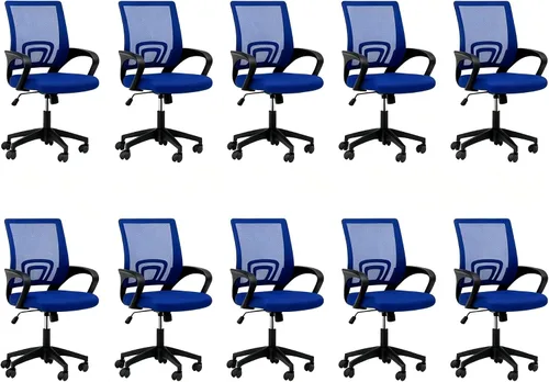 Miniatura 16 de Silla de oficina ergonómica, silla de escritorio de malla con respaldo medio, silla de computadora, color negro Soporte lumbar, modo oscilante
