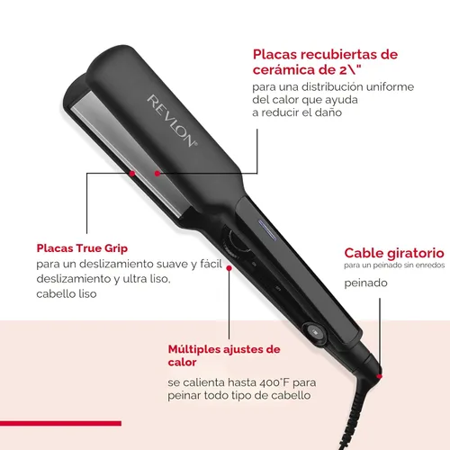 Miniatura 4 de REVLON Plancha Alisadora de Cerámica Smooth and Straight Resultados Rápidos, Estilos Suaves (2 pulgadas)