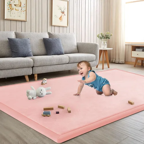 Miniatura 28 de Alfombra de juego para acostar al bebé, alfombrilla para guardería, tapete tipo tatami de espuma viscoelástica de 1.3 pulgadas de grosor, para bebés