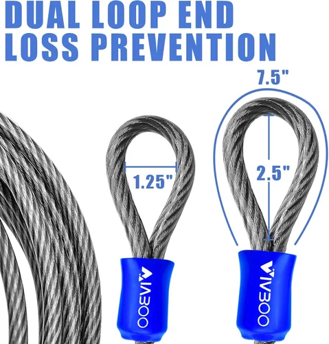 Miniatura 5 de Candado de Seguridad de Cable de Acero de 1/2 Pulgada de Alta Resistencia con Bucles 4FT/6FT/8FT/10FT para Bicicleta, Candado de Cadena de Cable