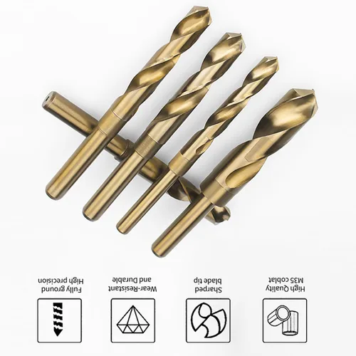 Miniatura 8 de Meccion Broca de cobalto de 37/64 pulgadas de alta velocidad M35 con vástago reducido para metal, hierro fundido, acero inoxidable, aleación,