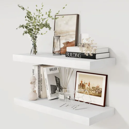 Miniatura 21 de Fun Memories - Estante flotante de 12 pulgadas, estantes de pared de madera rústica para decoración de pared y almacenamiento, estante flotante