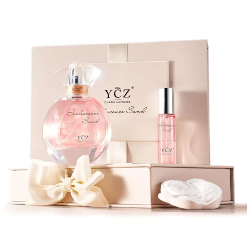 Ycz Golden Sands - Juego de regalo de perfume para mujer, 3 piezas de fragancia oriental floral con notas de rosa de pomelo, perfumes de 1.7 fl oz y