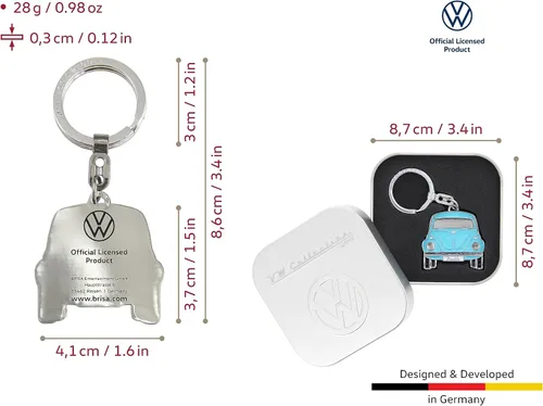 Miniatura 3 de BRISA VW Collection - Llavero de metal esmaltado Volkswagen con diseño de escarabajo (delantero/azul)