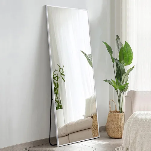 Miniatura 10 de Sunniry Espejo de suelo dorado de 48 x 16 pulgadas, espejo de cuerpo completo con marco de metal de aluminio, espejos de piso para guardería