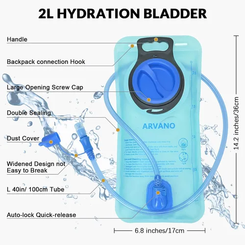 Miniatura 6 de Hydration Backpack, Lightweight Hydration Pack with 2L Water Bladder, 6L Water Backpack for Men Women Cycling, Hiking, Mountain Biking, Skiing