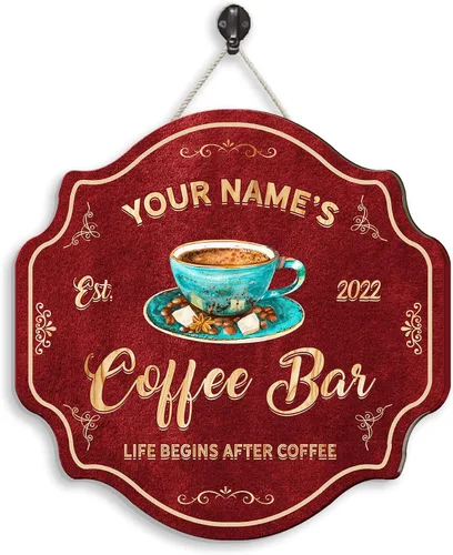 Miniatura 22 de Letrero de madera personalizado para barra de café, terapia en una taza tolerable a la gente, placa de pared para decoración de cocina, regalos