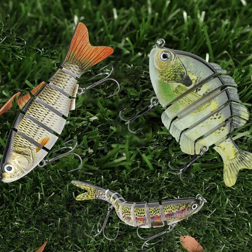 Miniatura 4 de Señuelos de pesca para agua dulce y salada, CHSMONB 6 piezas de hundimiento lento más realistas, cebo articulado para lobina, trucha, crappie