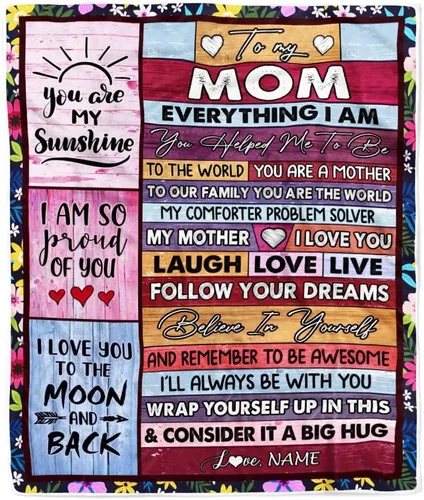 Miniatura 30 de Manta personalizada con texto en inglés «To My Mom from Daughter Wolf I Am Because You are Mom», para cumpleaños, día de la madre, Navidad, manta