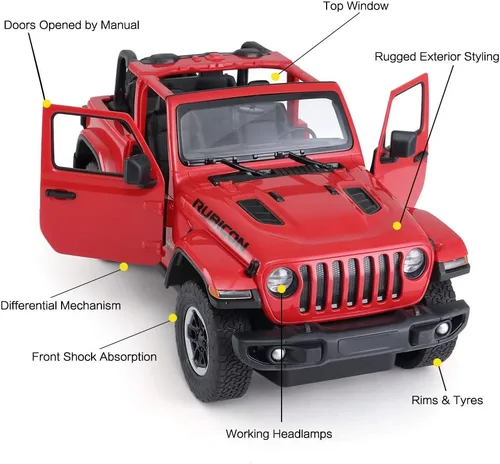 Miniatura 3 de RASTAR Coche de Control Remoto Todo Terreno, 1:14 Jeep Wrangler JL RC Vehículo de Carrera Todo Terreno, Vehículo de Juguete para Niños y Adultos