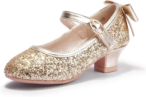 Miniatura 93 de PANDANINJIA Vestido de jada para niñas y niños pequeños, zapatos de princesa Mary Jane con tacones con lazo para fiesta, boda, boda