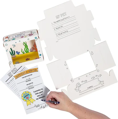 Miniatura 3 de Fun Express Colorea tu propio hábitat oceánico para mascotas con certificados de adopción, suministros escolares bíblicos para vacaciones VBS, 12