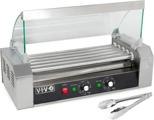 VIVO HOTDG-V205 calentador eléctrico de 12 rodillos para parrilla de perritos calientes, acero inoxidable, comercial y doméstico, 750 W