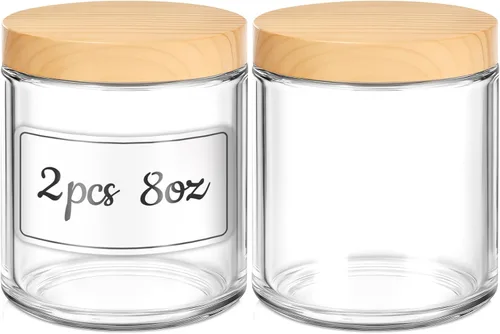 Miniatura 8 de 2 OZ Glass Jars with Lids, 24 Pack Small Glass Containers with Plastic Woodgrain Lids & Inner Liners, Reusable Travel Containers for Creams, Makeup