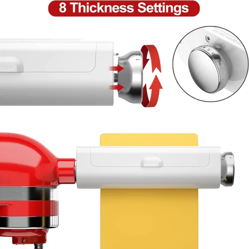 Miniatura 4 de RETHONE Accesorio para hacer pasta para batidoras de pie KitchenAid, juego de accesorios de pasta 3 en 1, incluye rodillo de pasta, cortador
