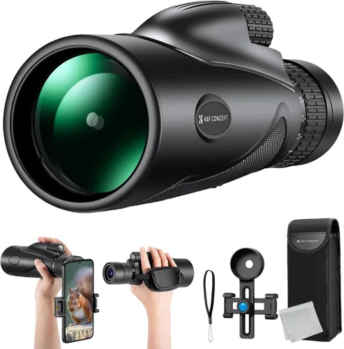 K&F Concept Monocular zoom de 8-32 x 50 – Prisma de doble enfoque de alta potencia monoculares compactos para niños y adultos, con adaptador de
