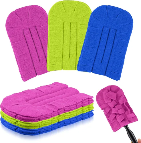 Miniatura 30 de Zubebe 12 piezas de repuesto de plumero de forro polar reutilizables, plumeros planos de plumas, almohadillas de limpieza lavables para múltiples