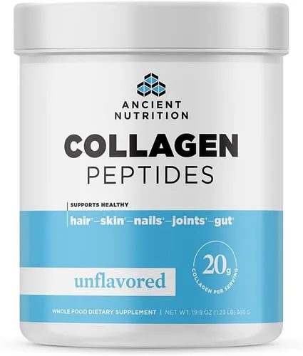 Ancient Nutrition Péptidos de colágeno, péptidos de colágeno en polvo, colágeno hidrolizado sin sabor, apoya la piel saludable, articulaciones,