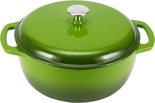 Miniatura 25 de Amazon Basics - Olla de horno holandés de hierro fundido con tapa, esmaltada, redonda, con asas dobles, resistente, pequeña, 7.3 cuartos de galón