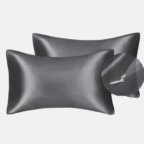 Miniatura 29 de Juwenin Bedding, funda de almohada de satén sedosa súper suave y lujosa con cremallera (funda de almohada de satén sedoso para el cabello), juego