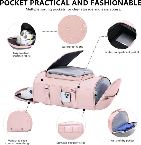 Miniatura 5 de Bolsa de gimnasio con compartimento para zapatos, bolsa de lona para hombres y mujeres, mochila de viaje, bolsa de fin de semana, bolsa