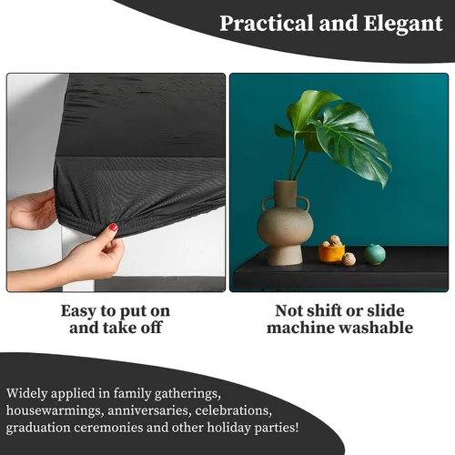 Miniatura 6 de Tegeme Paquete de 2 manteles cuadrados ajustables con elástico de 34 x 34 pulgadas, manteles pequeños de elastano elásticos plegables y lavables