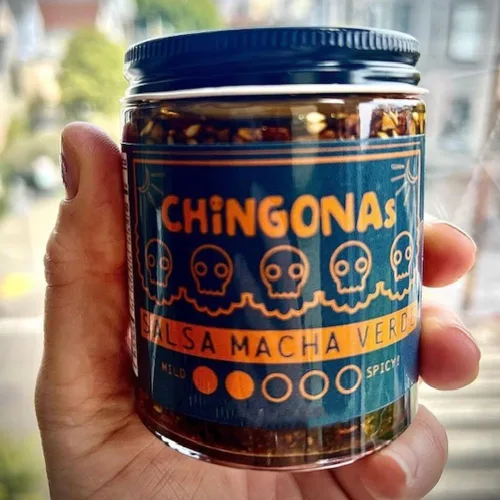 Miniatura 4 de CHiNGONAs Salsa Macha Verde (paquete de 2) - Salsa crujiente de chile mexicano gourmet a base de aceite, vegana y sin gluten, aceite de chile