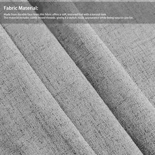 Miniatura 2 de FLORECORD Cortinas de lino 100% opacas de 52 pulgadas de ancho x 84 pulgadas de largo, juego de 2 paneles de cortinas opacas con aislamiento térmico