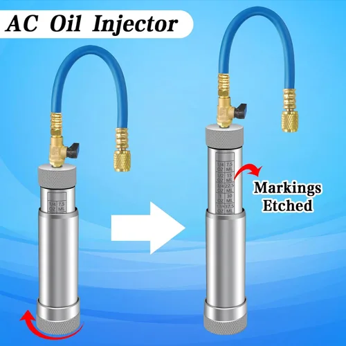 Miniatura 6 de Inyector de aceite de CA para R1234yf R134a R410a, Inyector de tinte de CA con válvula de cierre, Inyector de tinte 1234yf con función de prevención