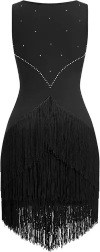 Miniatura 4 de Vestido de baile latino con flecos de borlas de diamantes de imitación para mujeres, trajes de baile de salón de competición, vestidos de tango